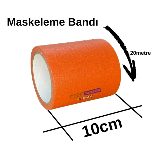 Maskeleme Kağıt Bant Geniş Taban Bandı 100MMX20MT Turuncu - Görsel 4