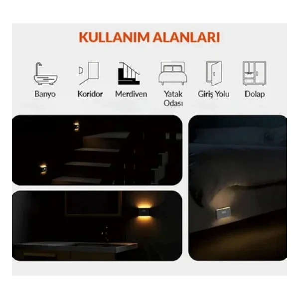 neeko Çift yönlü şarjlı taşınabilir sensörlü mini aplik 1 Adet - Görsel 5
