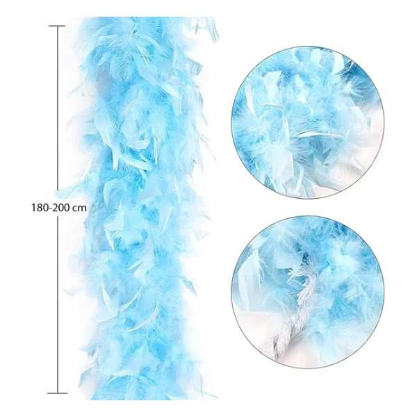 Açık Mavi Renk Kabarık Kalın Otriş Boa Tüy 6 Cm Genişlik 180-200 Cm Uzunluk - Görsel 2