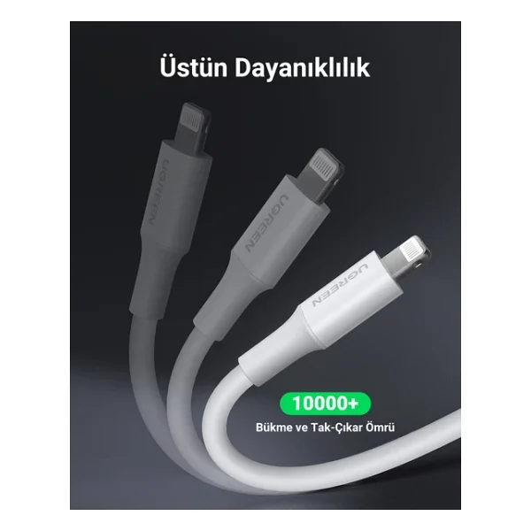 Ugreen 20728 1 m USB to Lightning Hızlı Şarj Kablosu - Görsel 8