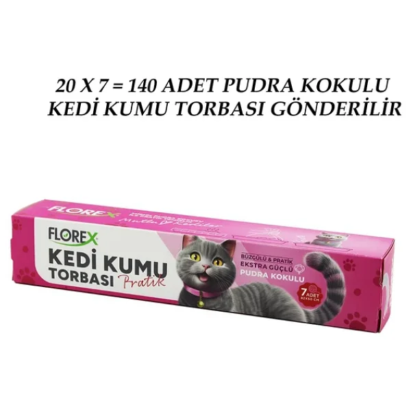 140 Adet Kedi - Evcil Hayvan Kumu Torbasi Pratik Pudra Kokulu Büzgülü - Extra Güçlü 82X50Cm - Görsel 2