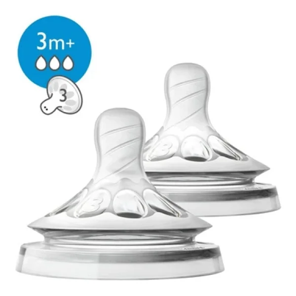 Philips Avent SCF043/27 Natural Orta Akış 3 Ay+ 2'li Biberon Emziği - Görsel 3