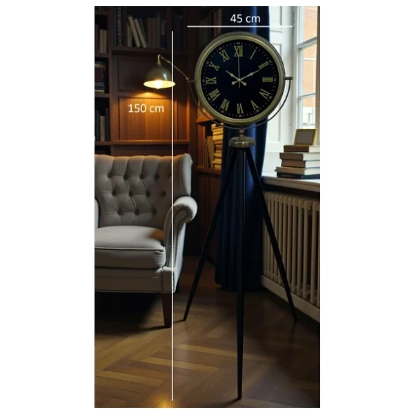 Vintage Roma Rakamlı Modern Tripod Ayaklı Saat - Görsel 6