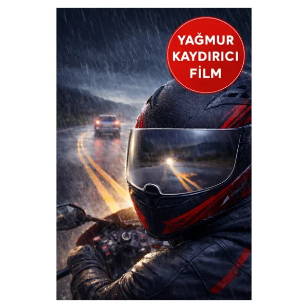 Motosiklet Kaskı Yağmur Kaydırıcı Film - Anti Sis Şeffaf Vizör Cam Koruyucu - Görsel 3