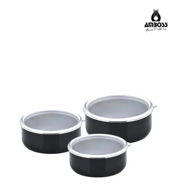 Amboss Crispella Siyah 14-16-18 cm 3'lü Emaye Saklama Kabı - Görsel 6