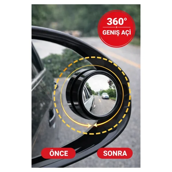 Kör Nokta Ayna Seti 2'Li - 360° Geniş Açı Oto Yan Ayna Güvenlik Aynası - Görsel 5