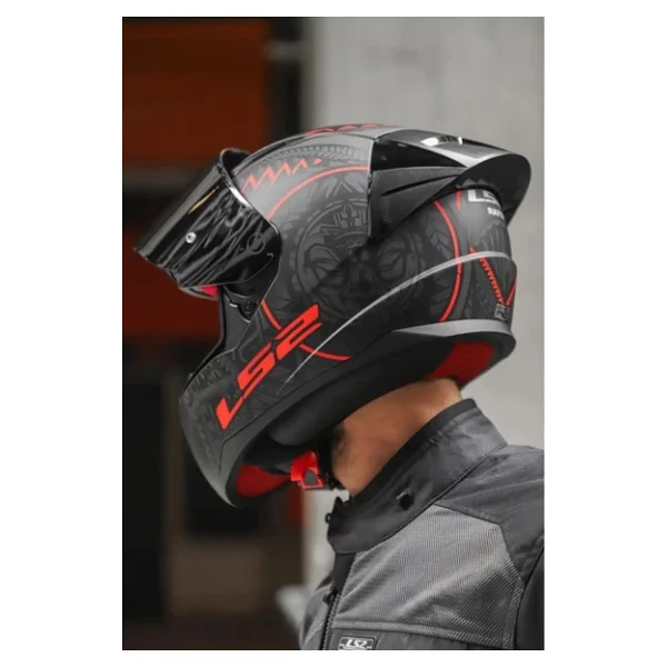 LS2 Rapid Takaroa Siyah Kırmızı Full Face Motor Kaskı - Görsel 5