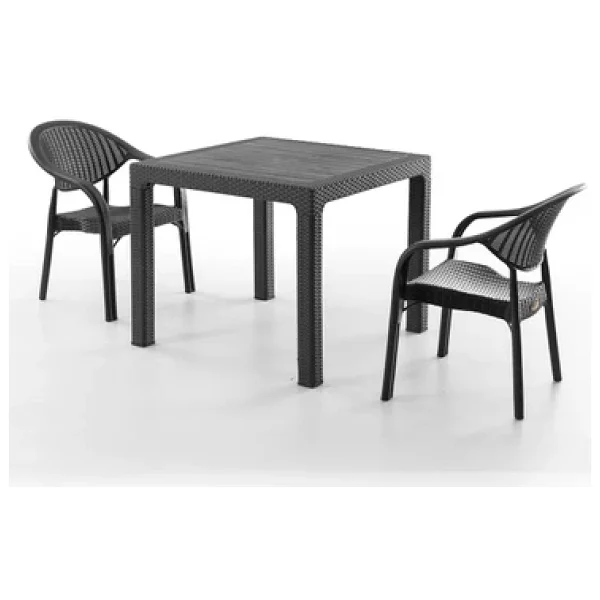 Evdemo Bamboo 2 Kişilik Siyah Rattan Bahçe & Balkon Takımı - Görsel 2