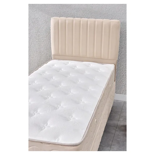 Evdemo Ezgi Tek Kişilik Baza Başlık Yatak Seti Krem 90x190 - Görsel 3