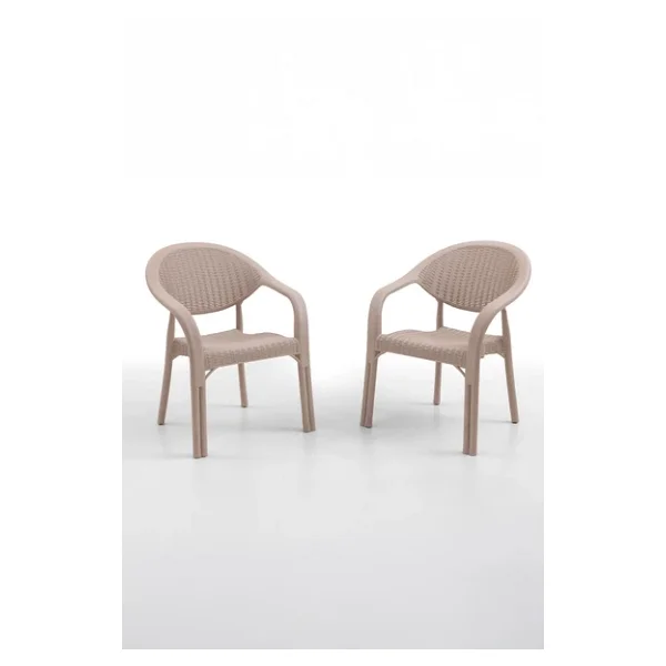 Evdemo Bamboo 2 Kişilik Cappuccino Rattan Bahçe & Balkon Takımı - Görsel 3