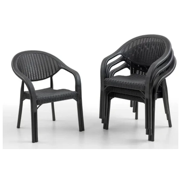 Evdemo Bamboo 6 Kişilik Rattan Siyah Bahçe & Balkon Takımı - Görsel 4