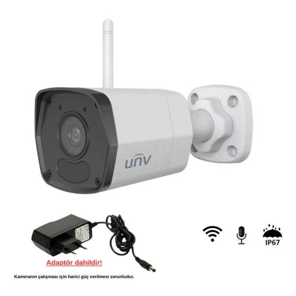Uniview UHO-B1R-M2F3 Bullet Full HD 2 MP 2.8mm Lens Gece Görüşlü IP Wi-Fi Güvenlik Kamerası - Görsel 5