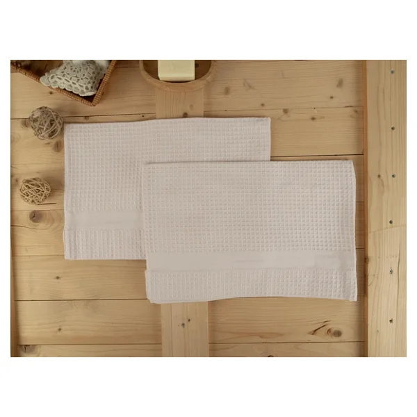 Pamuklu 2'Li 40X60 Cm Waffle Dokulu Modern El & Mutfak Havlusu Seti Baveno - Görsel 9