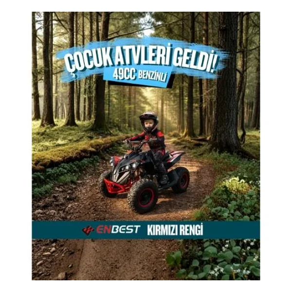 Enbest X01 49 cc Benzinli Çocuk ATV Motosiklet Kırmızı - Görsel 7