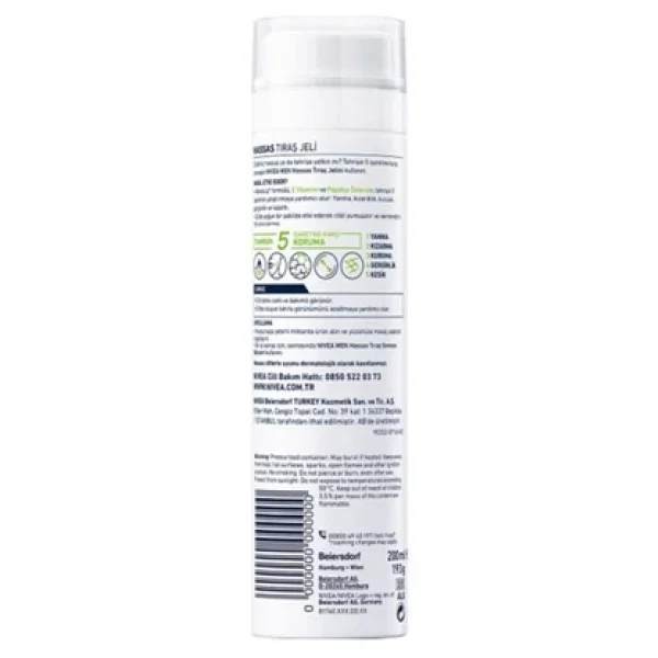 NIVEA Men Hassas Tıraş Jeli 200ml, Hassas Ciltlere Özel Hızlı Koruma, , Alkolsüz Formül - Görsel 3