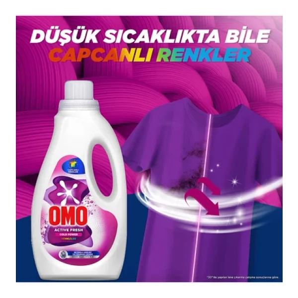 Omo Active Fresh Cold Power Renkliler için Sıvı Deterjan 1.5 lt - Görsel 5