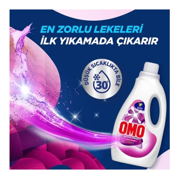 Omo Active Fresh Cold Power Renkliler için Sıvı Deterjan 1.5 lt - Görsel 4