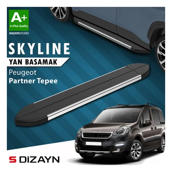S-dizayn Peugeot Partner 2 Tepee Skyline Krom Yan Basamak 193 Cm 2008-2018 A+ Kalite - Görsel 2