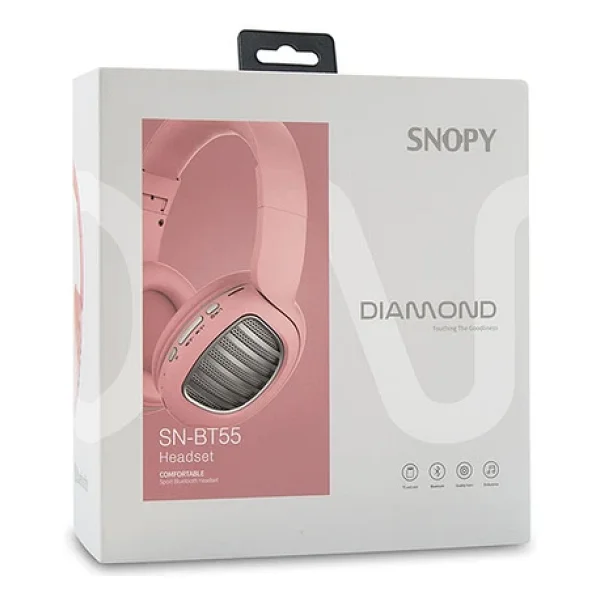 Snopy SN-BT55 Diamond Kulak Üstü Bluetooth Kulaklık Pembe - Görsel 2