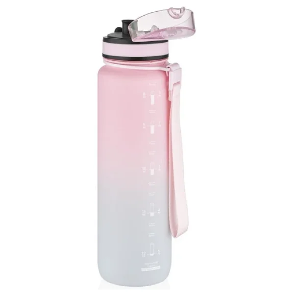Uzspace 3038-4 Çift Renk Pembe-Gri 1000 ml Tritan Motivasyon Matarası - Görsel 6