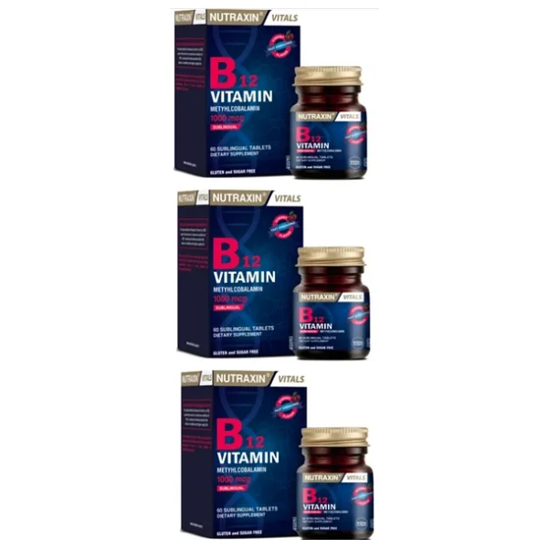Nutraxin B12 Vitamin 1000 mcg 60 Tablet 3'lü - Görsel 5