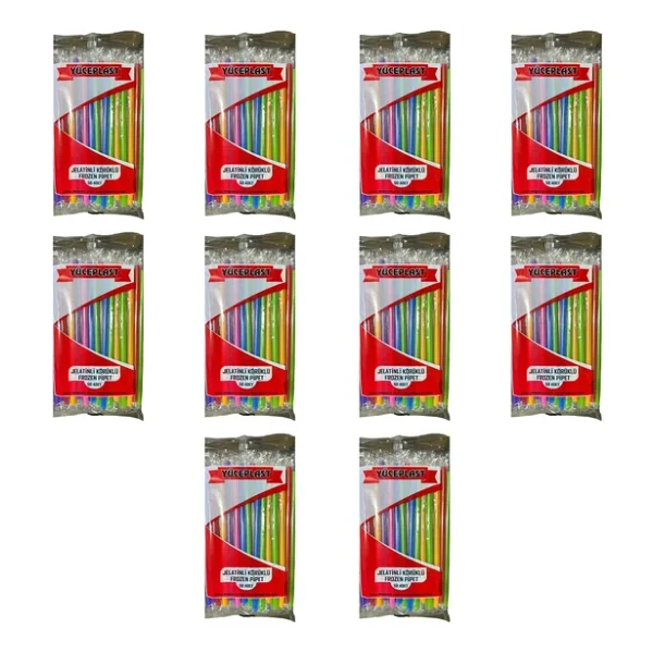 Yüceplast Körüklü Karışık Renkli Jelatinli Pipet - 22 Cm. - 500 Adetlik Paket - Görsel 5