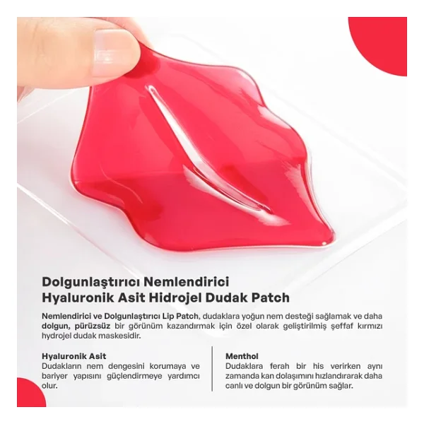 Dermokil Dolgunlaştırıcı Nemlendirici Hyaluronik Asit Hidrojel Patch Dudak Maskesi X 5 Adet - Görsel 2