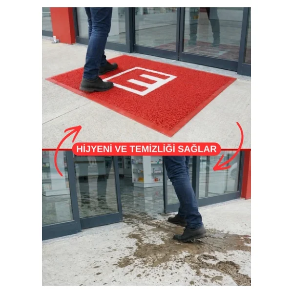 Beylini Eczane Önü Paspası E Logo Giriş İşyeri Eczane Mağaza Girişi Kapı Önü Kıvırcık Hijyen Halısı 60X80 Cm - Görsel 3