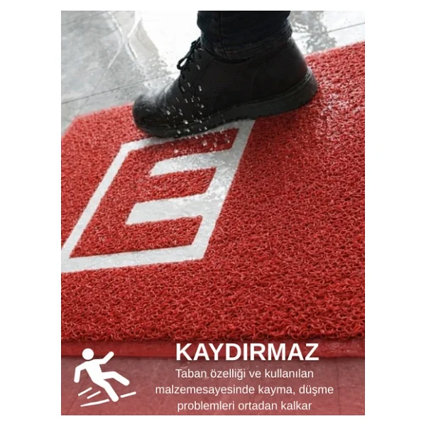 Beylini Eczane Önü Paspası E Logo Giriş İşyeri Eczane Mağaza Girişi Kapı Önü Kıvırcık Hijyen Halısı 60X80 Cm - Görsel 2