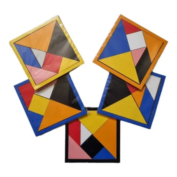 SETABUTİK Wooden Toys Doğal Ahşap Eğitici Oyuncak 7 Parça Orta Tangram - Görsel 4