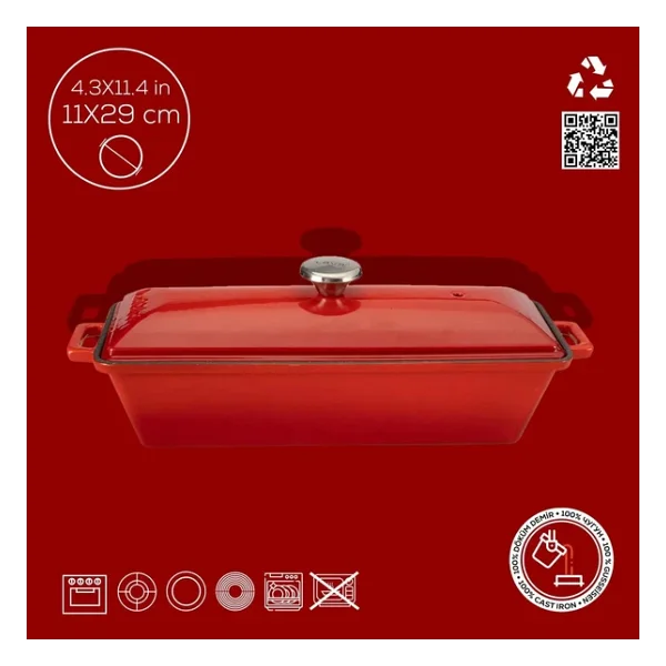 Lava Terrine 11x29 cm Kırmızı Ekmek Kabı - Görsel 3