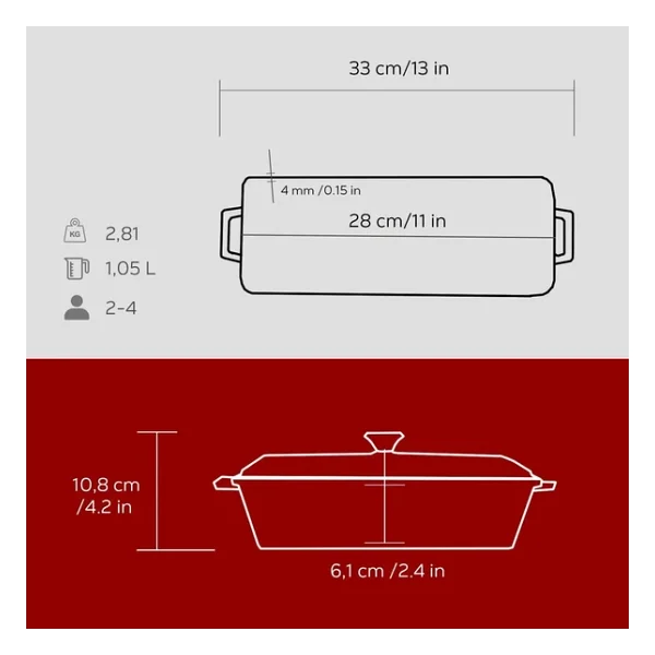 Lava Terrine 11x29 cm Kırmızı Ekmek Kabı - Görsel 4