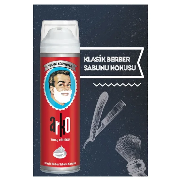 3 Adet X Arko 60. Yıl Özel Efsane Berber Sabunu Kokulu Tıraş Köpüğü 200 Ml 8693188026317 - Görsel 2