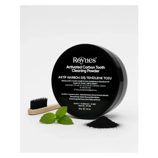 Royues Diş Beyazlatma Tozu - Siyah Aktif Karbon Diş Tozu - Activated Teeth Whitening Powder - 40gr - Görsel 3