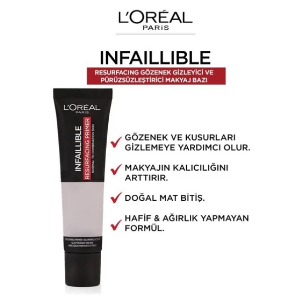 Loreal Infaillible Resurfacing Gözenek Gizleyici ve Pürüzsüzleştirici Makyaj Bazı - Görsel 3