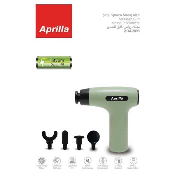 Aprilla AFM-2893 Yeşil Şarjlı Masaj Aleti - Görsel 4