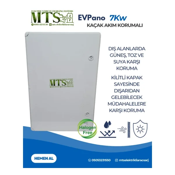Mtsevcharger 7.4Kw Schneider 60 40 20 Cm Kombinasyon Panosu Kutusu Elektrikli Araç Şarj Cihazı Tesla Mavi Adaptör - Görsel 5
