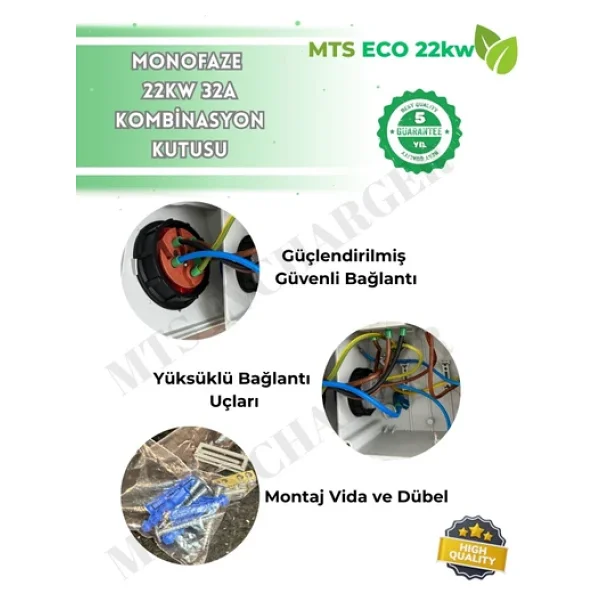 Mtsevcharger 22 Kw Trifaze Taşınabilir Elektrikli Araç Şarj Cihazı Kombinasyon Kutusu 5x32 + 1x16 V'ko - Görsel 3