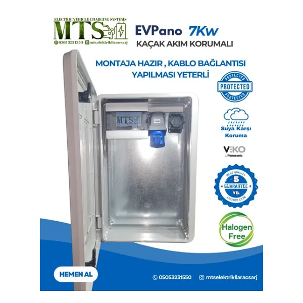 Mtsevcharger 7 Kw 60 40 20V'Ko Kombinasyon Panosu Kutusu Pano Elektrikli Araç Şarj Cihazı Tesla Mavi Adaptör - Görsel 2