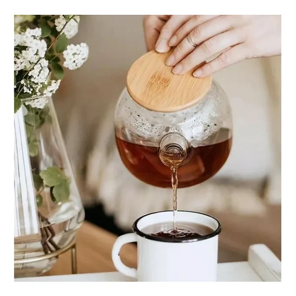 Bambu Teapot Cam Demlik, Borosilikat, Süzgeçli çaydanlık tek - Görsel 5