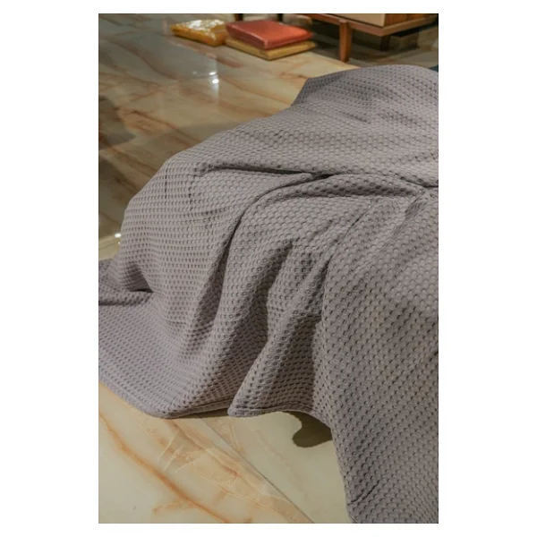 Sofline Premium%100 Pamuk Çift Kişilik Yazlık Pike, Yatak Örtüsü, Terletmez Kumaş(GRİ RENK) (240X200CM) - Görsel 7