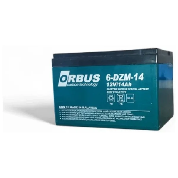 Orbus 12v 14amper 12v 14ah Deep Cycle - Derin Döngülü Elekrikli Bisiklet Akü E-bike Aküsü Ebatlar: 150x97x95 - Görsel 6