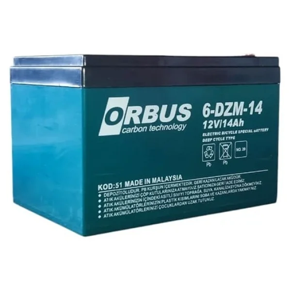 Orbus 12v 14amper 12v 14ah Deep Cycle - Derin Döngülü Elekrikli Bisiklet Akü E-bike Aküsü Ebatlar: 150x97x95 - Görsel 7