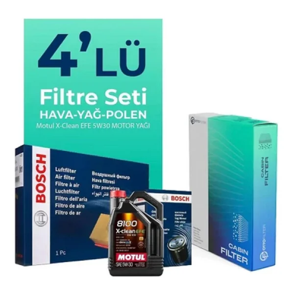 Bosch Audi A1 1.6 Dizel Filtre Bakım Seti Motul Motor Yağlı (2014-2018) 4 Lü - Görsel 4