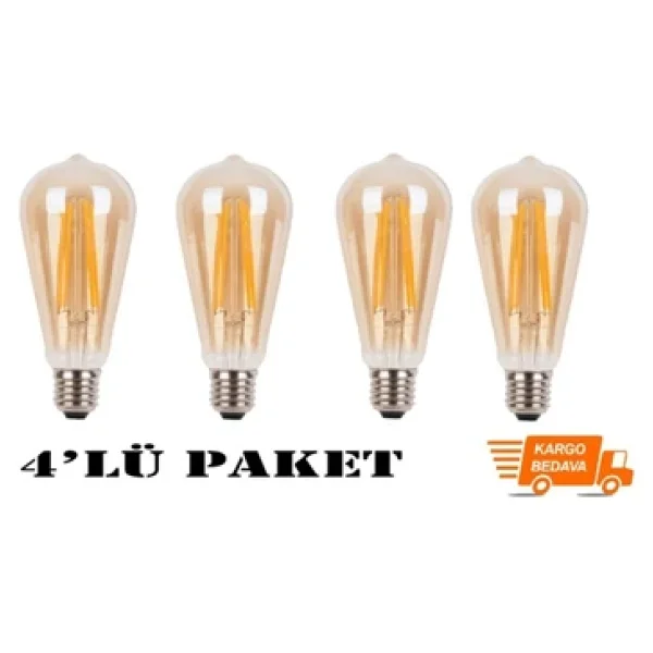 Cata CT-4284 Amber 6 W E27 10'lu Rustik LED Ampul - Görsel 5