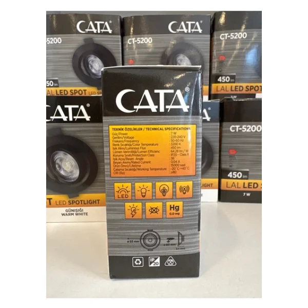 Cata CT-5200G 7W Akik Led Spot Gün Işığı- Siyah Kasa Yuvarlak Sıva Altı (EBATLARINA BAKARAK ALINIZ) - Görsel 4