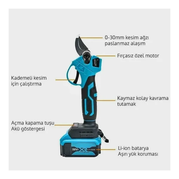 Ekinler Teleskopik Kollu Bağ Makası ve Budama Testeresi Makinesi 58VF EEA321(B) - Görsel 3
