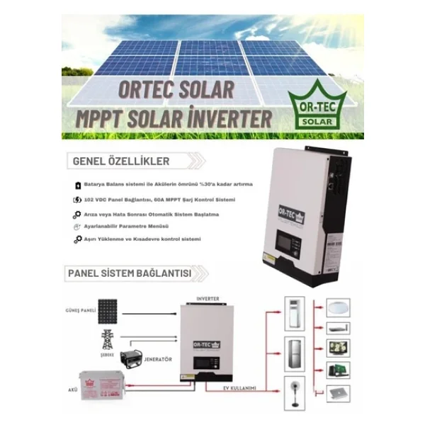 Ortec Solar 24v 3kW/3000va Mppt Tam Sinüs Akıllı İnverter - Görsel 3