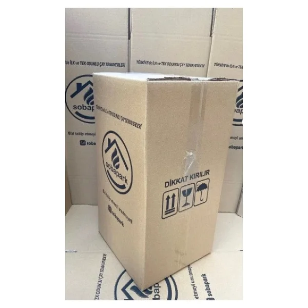 sobapark 7 Litre Paslanmaz Metal Odunlu Kömürlü Çay Semaveri Büyük ÇİFT Musluklu Odunlu Kömürlü Semaver 7 Lt. - Görsel 2