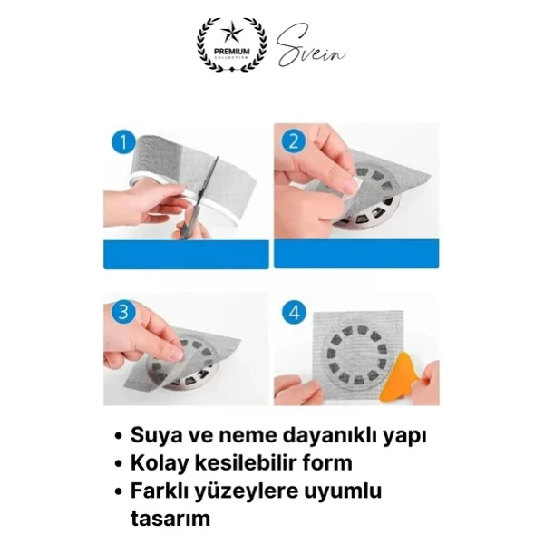 #GiderSüzgeci Banyo Lavabo Gider Süzgeci Filesi Sineklik Tamir Yaması Kiti Böcek Önleyici Yapışkanlı - Görsel 5